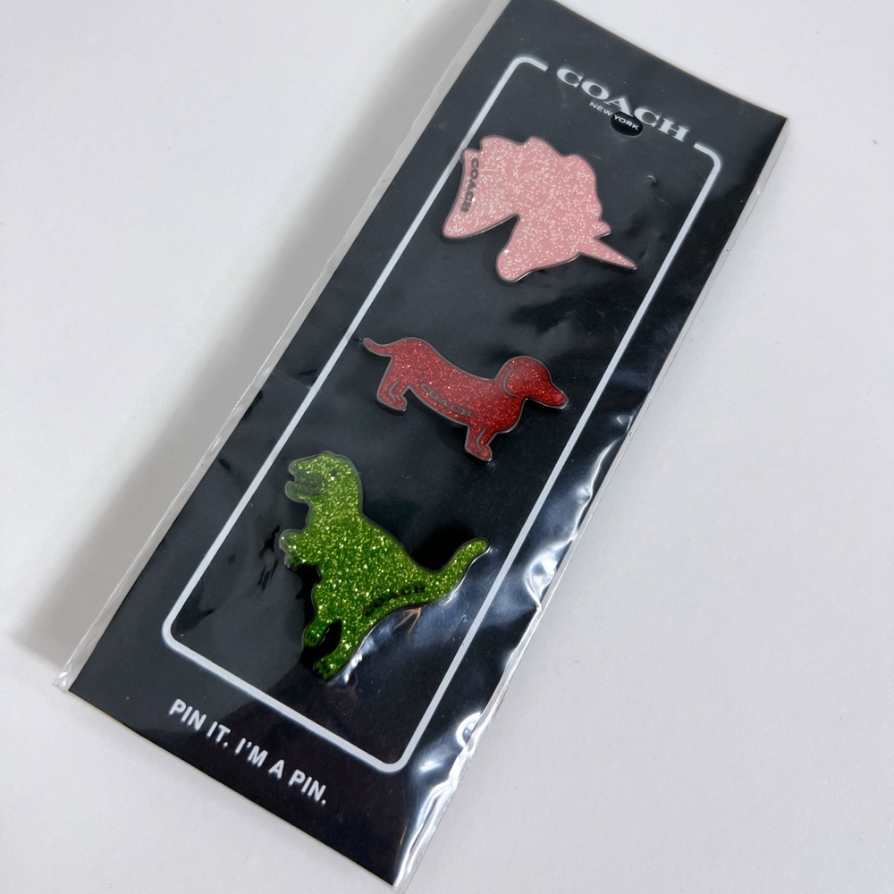 Limited Edition Coach Pin Set: Unicorn,Dog and Dinosaur